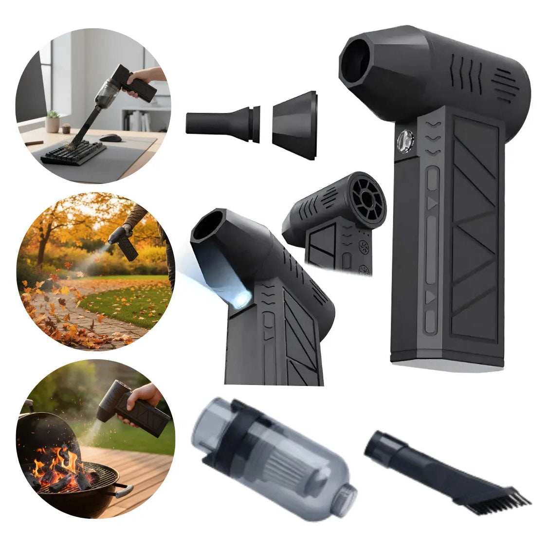 Mini Ventilador Soprador De Ar Turbo Jato 130000 Rpm Sem Fio Preto