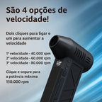 Mini Ventilador Soprador De Ar Turbo Jato 130000 Rpm Sem Fio Preto
