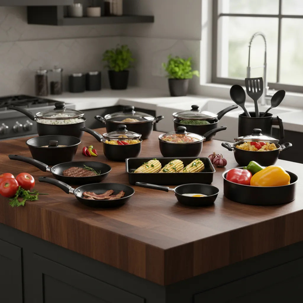 Super Jogo De Panelas 16 Peças Antiaderente Tampa De Vidro