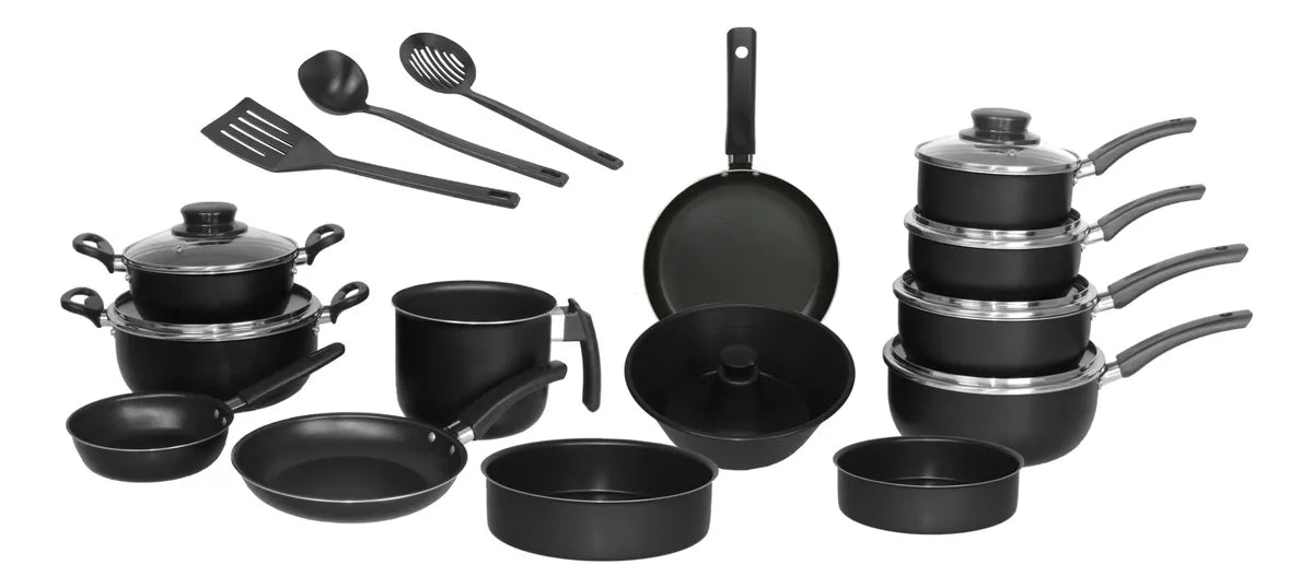 Super Jogo De Panelas 16 Peças Antiaderente Tampa De Vidro