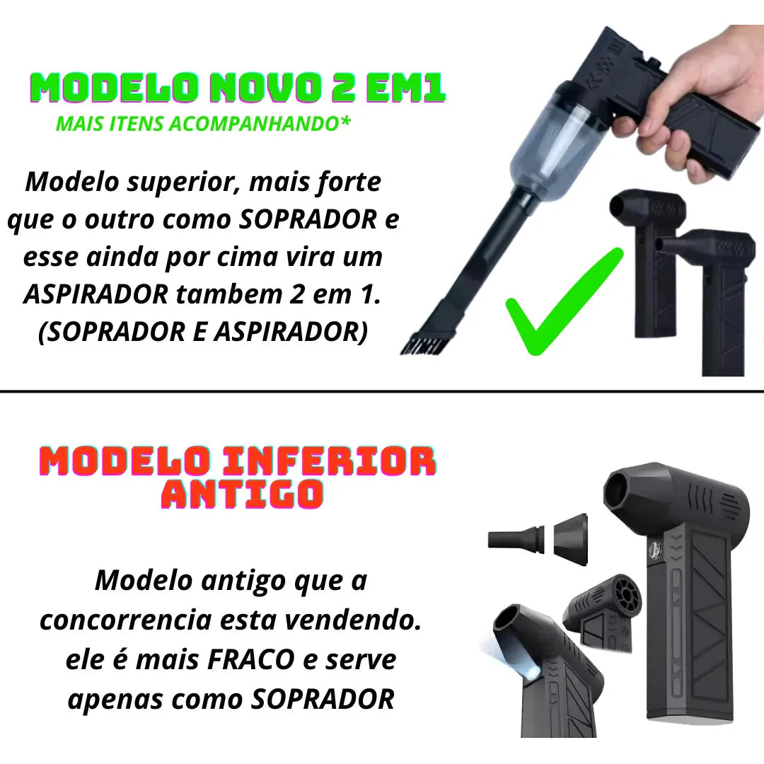 Mini Ventilador Soprador De Ar Turbo Jato 130000 Rpm Sem Fio Preto