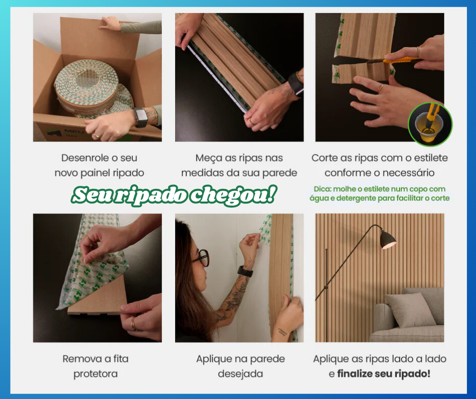 Painel Ripado Laminado de EVA Autocolante Auréon - Sofisticação e Conforto em Cada Detalhe